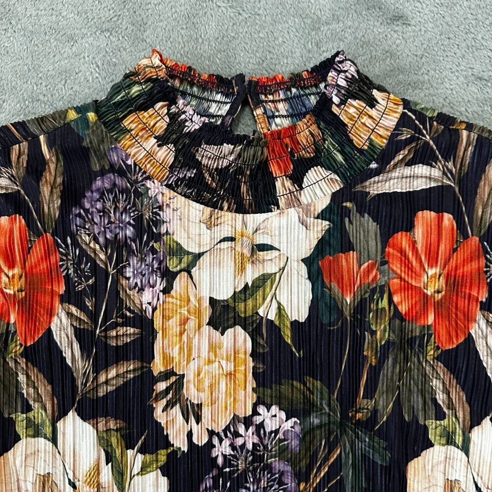 Chico's Crinkle Long Sleeve Floral Blouse Shirt Women's 3 XL - Picture 3 of 8